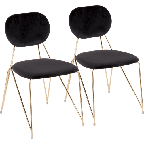 Gwen Dining Chair in Black Velvet & Gold Metal (Set of 2)